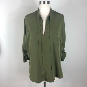 Abercrombie & Fitch Olive Tie Front Top